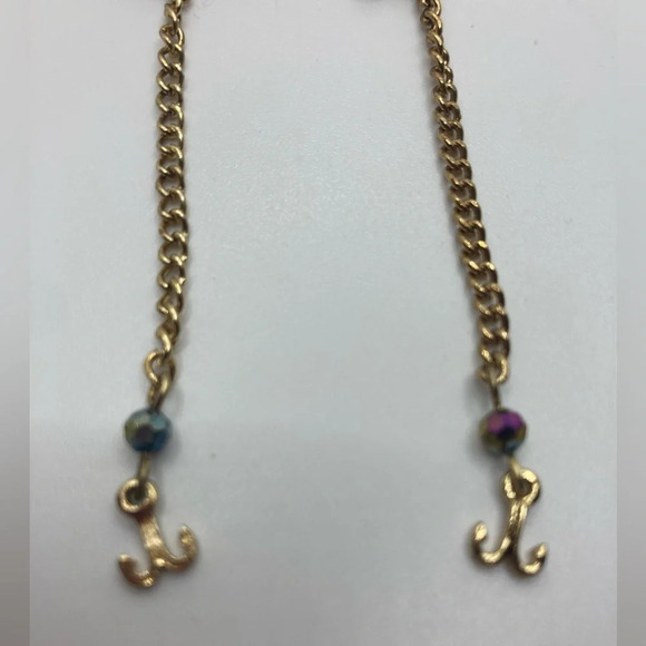 BETSEY JOHNSON Vintage Enamel Fish Hook Dangle Drop Gold-Tone Earrings OOAK NWT - Picture 3 of 5